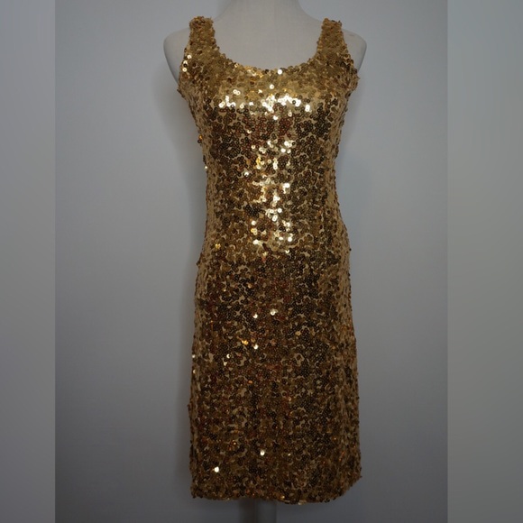 Vintage Dresses & Skirts - Gold sequin tank dress xs/s
